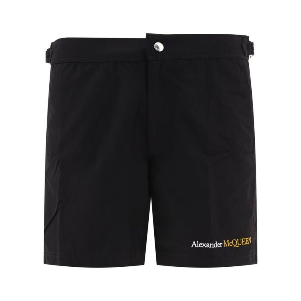 ALEXANDER MCQUEEN Embroidered Logo Swim Shorts Men BLACK Beachwear